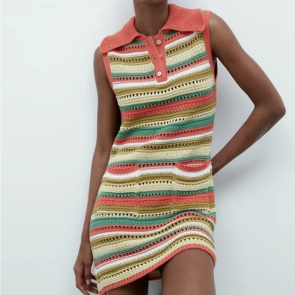 Zara Striped Knit Dress M - Picture 2 of 10